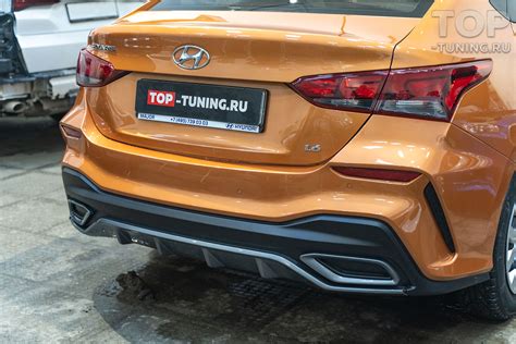 Подбор цвета и установка заднего бампера Стингер для Хендай Солярис под ...