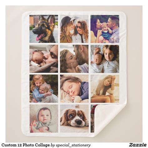 Custom 12 Photo Collage Sherpa Blanket Zazzle 12 Photo Collage