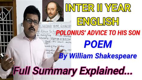 Polonius Advice To His Son By William Shakespeare Inter Ii Year