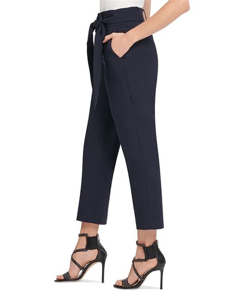 Dkny Petite High Waisted Tie Front Ankle Pants Macys