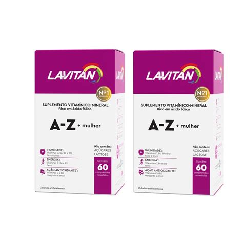 Kit 2cx Lavitan A Z Mulher 60Cps Suplemento Alimentar Cimed Shopee Brasil