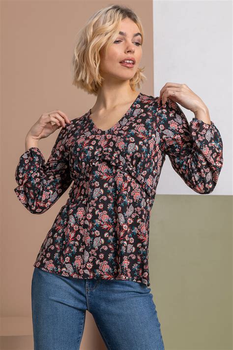 Dusk Roman Originals Paisley Frill Stretch Top Shopstyle