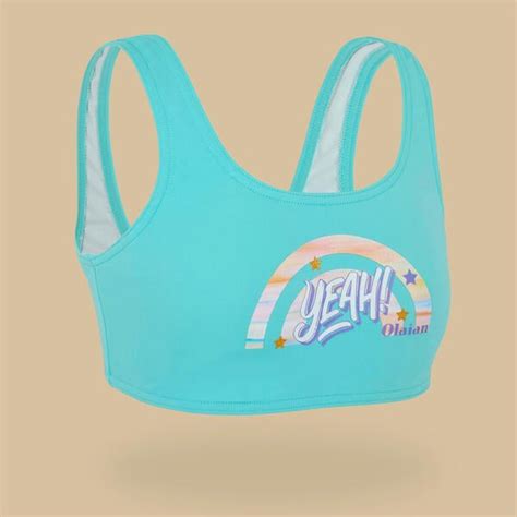 Bikini Oberteil Mädchen Bustier Lana türkis Blau grün weiß von Decathlon ansehen