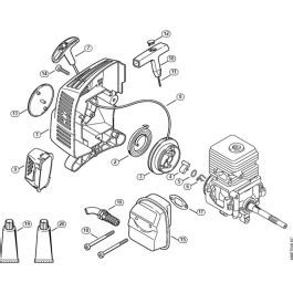 Rewind Starter Muffler Assembly For Stihl MM 55 Z MultiSystem L S