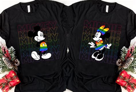 Disney Colorful Mickey And Minnie Mouse Shirt Disney Pride Gay Lesbian Lgbtq Rainbow Tee