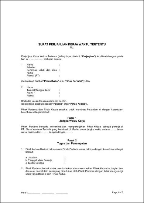Contoh Surat Perjanjian Masa Kerja Surat Lamaran Kerja Desain