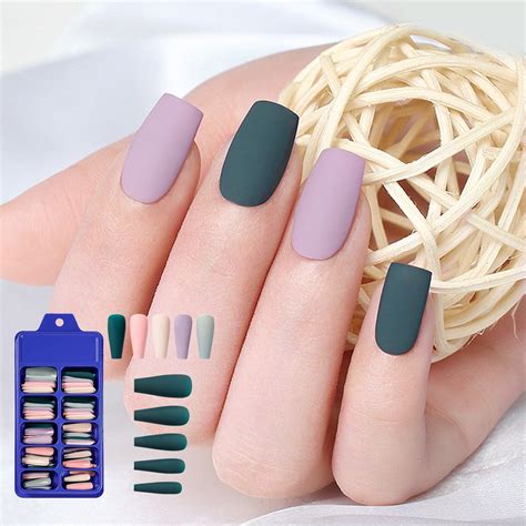 Mvnsfew 100pcs Long Nails Full Cover False Nail Coffin Tips Ballerina