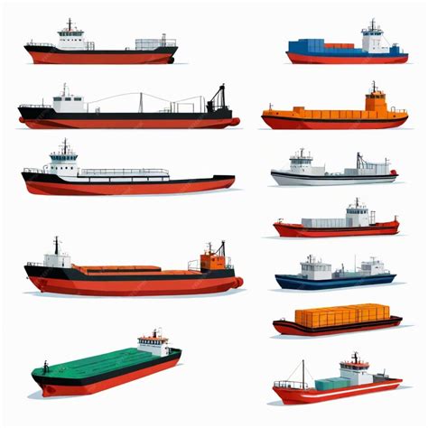 Barge Vector Set White Background Isolated A High Quality Premium Ai