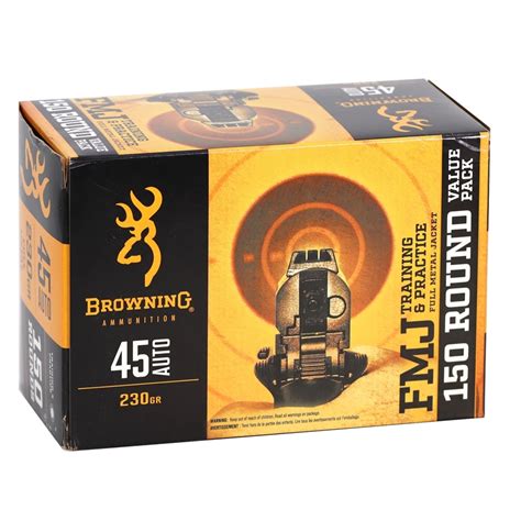 Browning Training 45 ACP Ammo 230 Grain Full Metal Jacket 150 Round