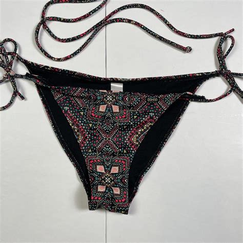 M S Bikini Red Blue Top 34C Bottom 12 Swimsuit Depop