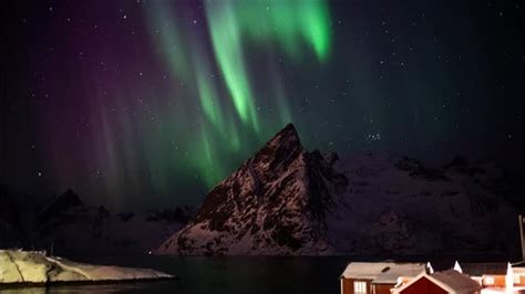 Aurora Borealis In Real Time Over Lofoten, Norway, Nature Stock Footage ...