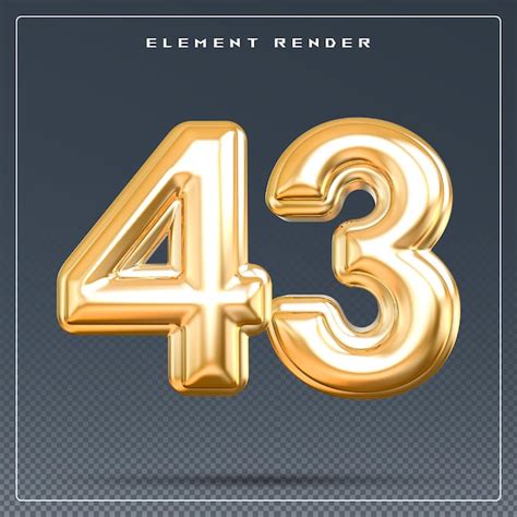 Premium PSD | 43 number golden 3d render