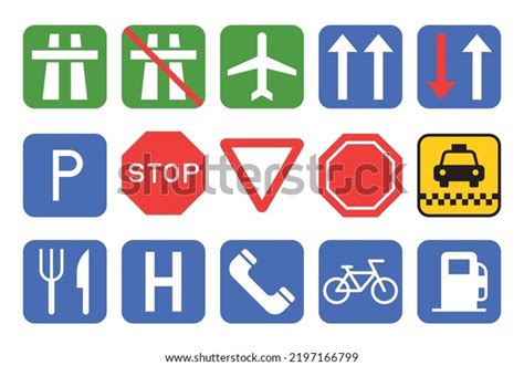 Set Road Sign Icons Vector Illustration Stock Vector Royalty Free