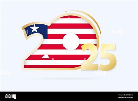 Year 2025 with Liberia Flag pattern. Vector Illustration Stock Vector