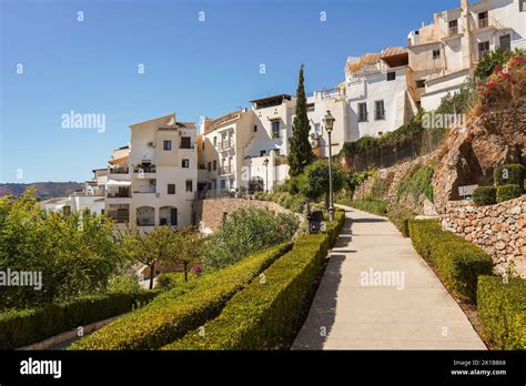 Frigiliana Spain Hillside Gardens Of White Washed Village Of