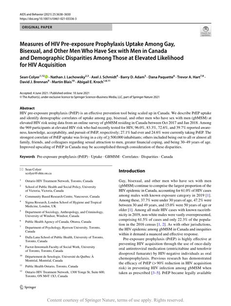 Measures Of HIV Pre Exposure Prophylaxis Uptake Among Gay Bisexual