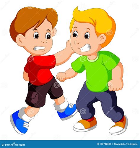 Two Young Boys Fighting Stock Vector Illustration Of Punch 102742806