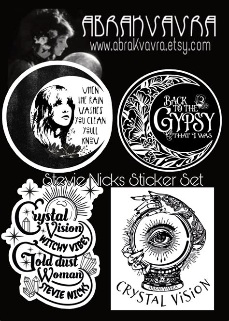 Stevie Nicks Of Fleetwood Mac Sticker Set Waterbottle Gypsy Etsy