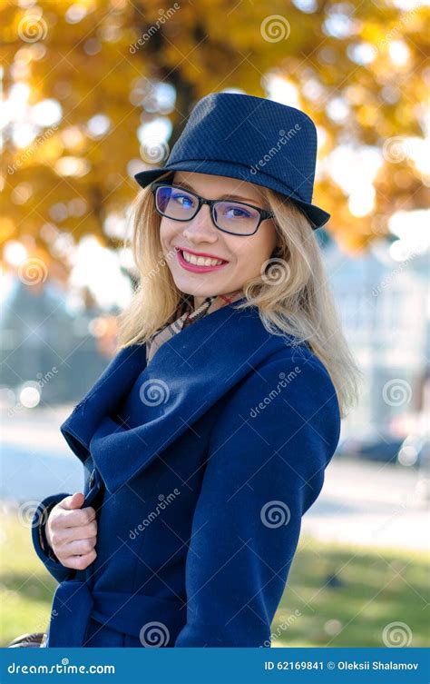 Blonde Girl With Glasses Smiling Stock Image Image Of Casual People 62169841