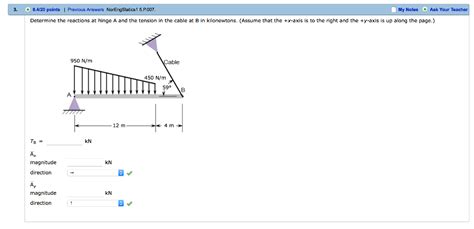 Solved Determine The Reactions At Hinge A And The Tension In Chegg