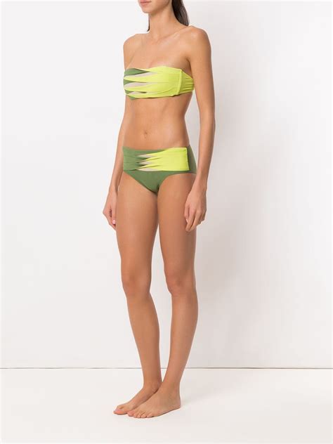 Amir Slama Panelled Bikini Set Green FARFETCH