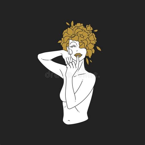 Smiling Naked Woman Nude Body Silhouette Outline Shape Stock Vector Illustration Of Model