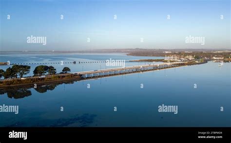 Aerial View Of Road Bridge To Hayling Island Left Of Picture In