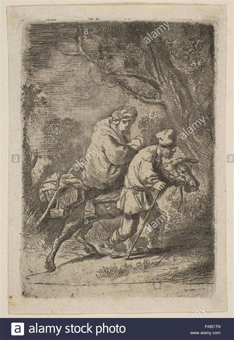 The Flight Into Egypt Small Plate Artist After Rembrandt Rembrandt