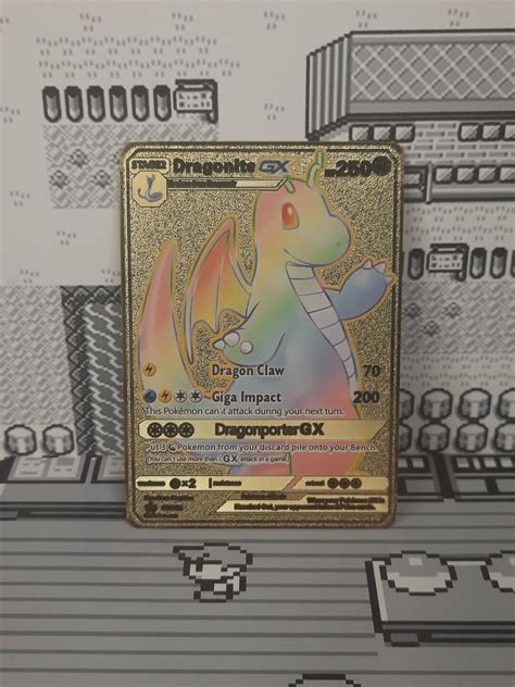 Dragonite GX Rainbow Rare SM156 Gold Metal Pokemon Card Etsy