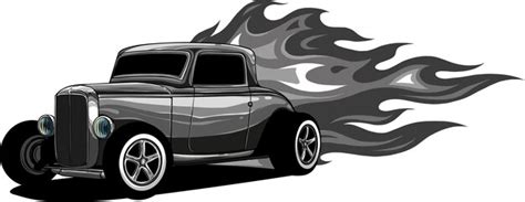 Premium Photo Illustration Of Hot Rod Car With Flames