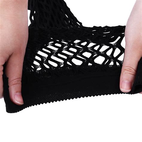 Women S Fishnet Lingerie Set Sheer Mesh Crop Top Panties See Through Clubwar Ebay