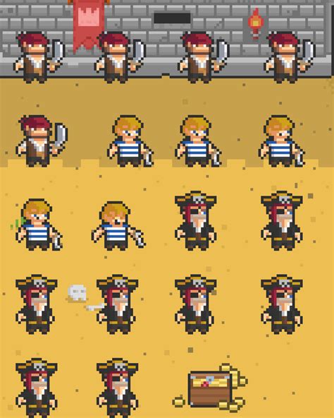 2d Pixel Art Pirate Sprites By Elthens Pixel Art Shop