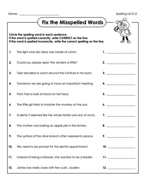 Correct Or Incorrect D 2 5th Grade Worksheet Spelling Worksheets