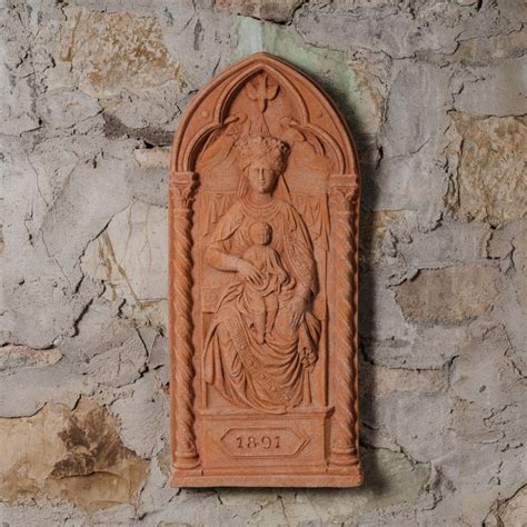 Pannello Madonna Di Impruneta A Lunetta Grande Terracotta Impruneta