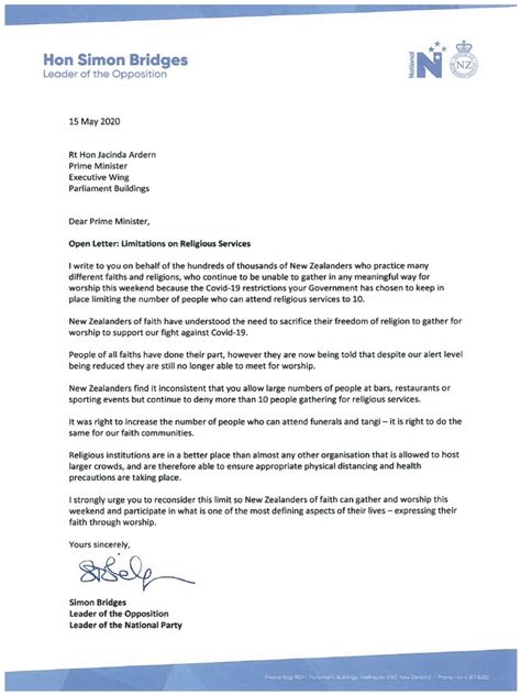 Letter To The Prime Minister