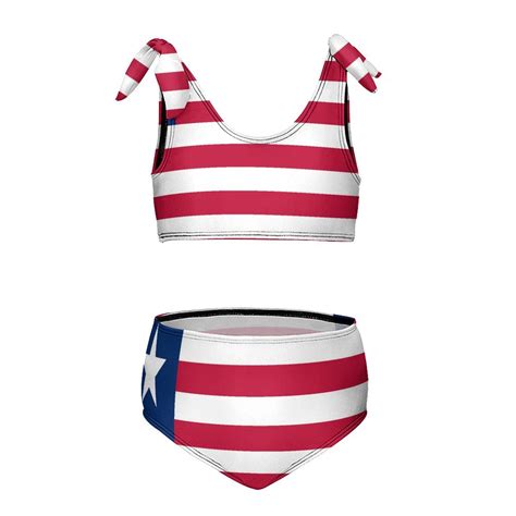 Liberia National Country Flag Girl S 2 Piece Bikini Set Beach Sport Swimsuit Swimwear 8 10Y