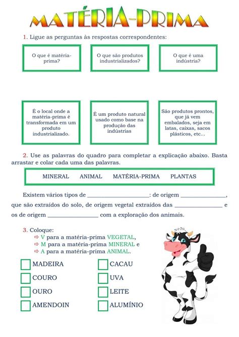 Atividade Materia Prima - Atividade de geografia interactive activity – Artofit