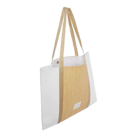 Белый шоппер из хлопка и натуральной рогожки MYARI — купить в интернет ...