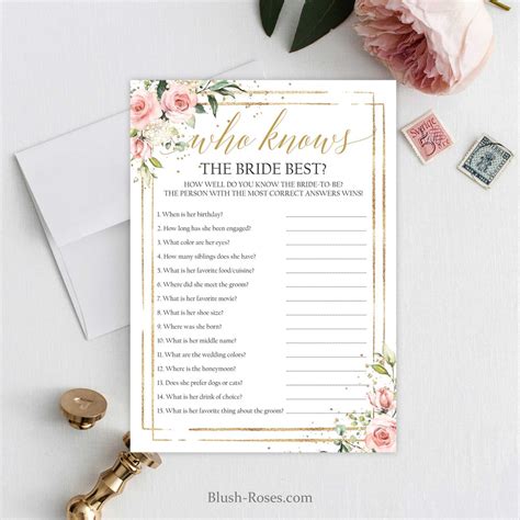 Who Knows The Bride Best Game Printable Template Editable Boho Blush