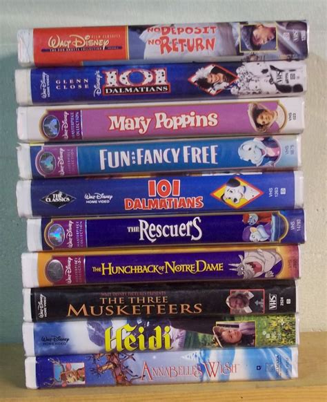 10 dif WALT DISNEY Video White Clamshell Cases VHS Tapes Poppins 101 ...