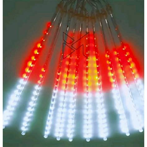 Jual Lampu Meteor Led Hujan 50cm Warna Merah Putih Shopee Indonesia