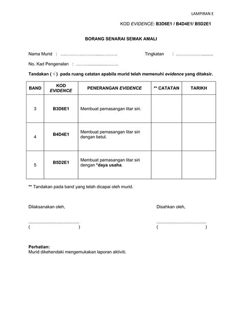 Borang Senarai Semak Pdf