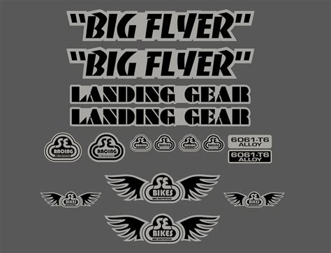 Se Bikes Bmx Big Flyer Landing Gear Stickers Decals Bike Kit Grayblack