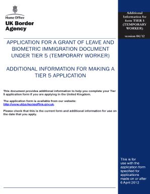 Fillable Online Ukba Homeoffice Gov Application For A Grant Of Leave