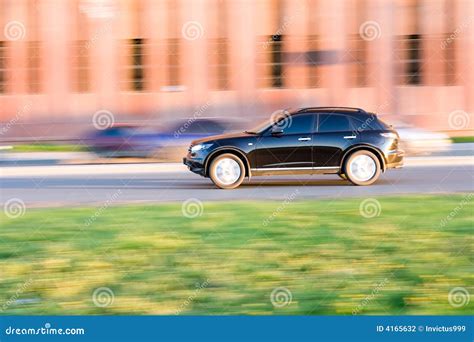 Suv Car Drives On Road At Speed Stock Photo Image Of Luxury Fast