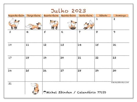 Calendário Julho 2024 771 em 2023 Calendário julho Calendário