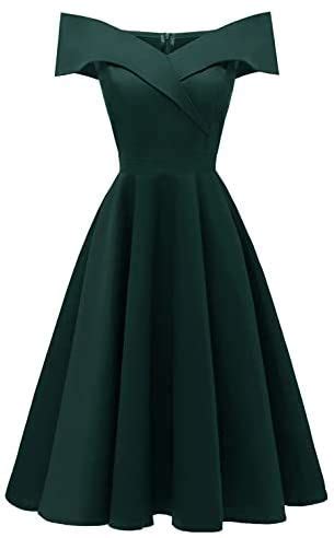 Laorchid Damen Vintage Cocktailkleid Schulterfrei V Ausschnitt A Linie