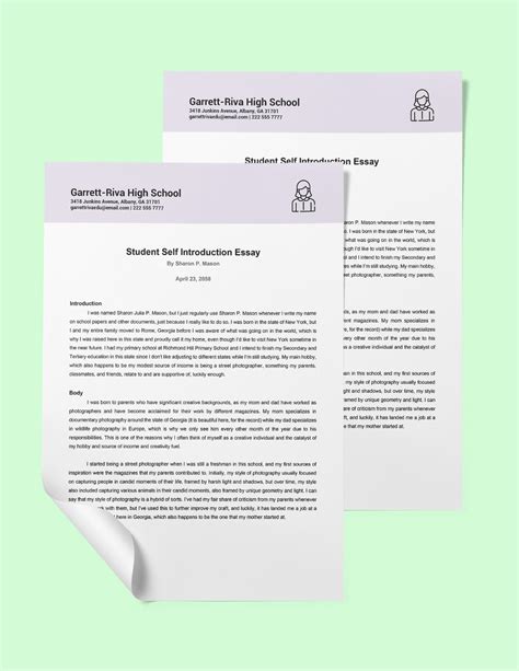 Student Self Introduction Essay Template in Word, Google Docs ...