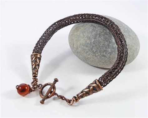 Copper Viking Knit Bracelet Large Exlarge Viking Reenactment Nordic