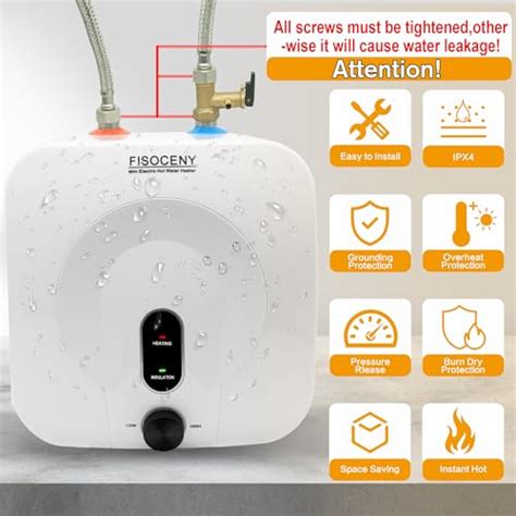 Fisoceny Electric Mini Tank Water Heater Gallon Under Sink White Instant Hot Water Heater